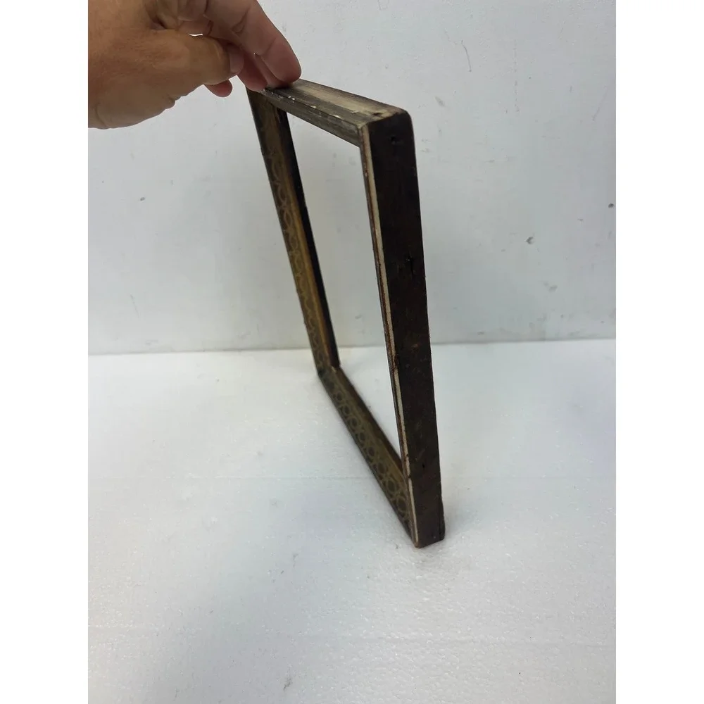 Vintage Art Deco Wood Picture Frame Pressed Gold Gilt Paint 20s 30s Fits 8